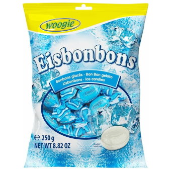 Карамель WOOGIE EISBONBONS освежающая, с легким мятным вкусом 250 гр Австрия (цена по акции) Карамель WOOGIE EISBONBONS освежающая, с легким мятным вкусом 250 гр Австрия (цена по акции)