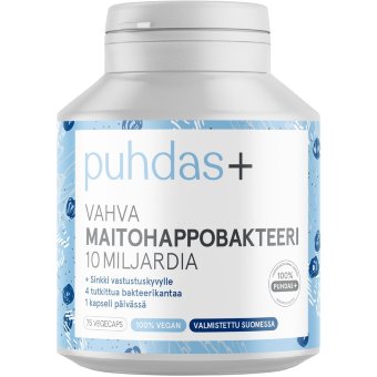 Сильные молочнокислые бактерии 10 млрд Puhdas+ Vahva 75 капсул Сильные молочнокислые бактерии 10 млрд Puhdas+ Vahva 75 капсул
