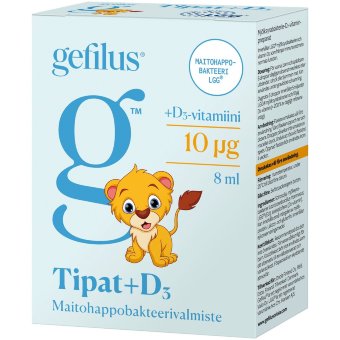 Капли с молочнокислыми бактериями Gefilus Tipat+D3 и витамином Д3 10мкг 8 мл Капли с молочнокислыми бактериями Gefilus Tipat+D3 и витамином Д3 10мкг 8 мл