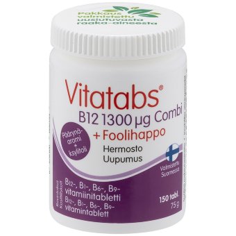 Витамины Vitatabs B12 1300 мкг Combi + фолиевая кислота B1-, B6-, B9- 150 табл. Витамины Vitatabs B12 1300 мкг Combi + фолиевая кислота B1-, B6-, B9- 150 табл.
