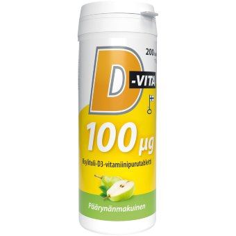 Жевательные таблетки D-Vita D-витамин 100 мкг со вкусом груши 200 шт Vitabalans Жевательные таблетки D-Vita D-витамин 100 мкг со вкусом груши 200 шт Vitabalans