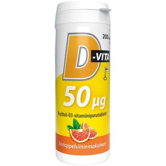 Витамин D3 с ксилитом D-Vita 50 мкг со вкусом красного апельсина 200 шт Vitabalans Витамин D3 с ксилитом D-Vita 50 мкг со вкусом красного апельсина 200 шт Vitabalans
