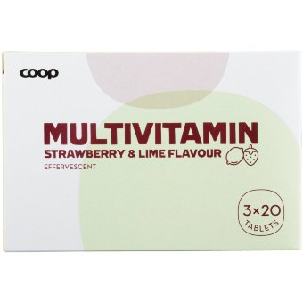 Мультивитамины Coop Monivitamiini вкус клубники и лайма шипучие таблетки 3х20 шт Мультивитамины Coop Monivitamiini вкус клубники и лайма шипучие таблетки 3х20 шт